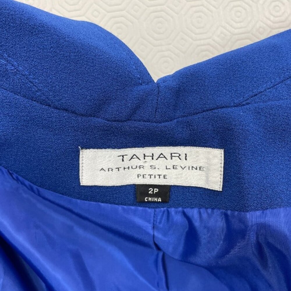 Tahari Arthur S. Levine Blue Shawl Collar Blazer Office Jacket Women's Petite 2P - Picture 5 of 10